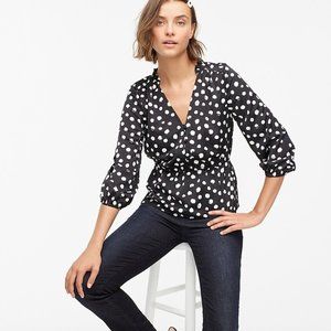J. Crew Peplum Blouse B&W Painted Dot